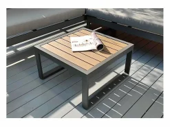 Modus Sofa Conjunto de jardín con sofá esquinero 3 + 2 plazas y mesita Eysha