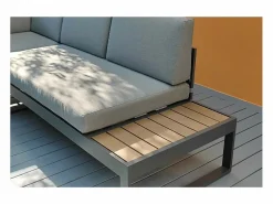 Modus Sofa Conjunto de jardín con sofá esquinero 3 + 2 plazas y mesita Eysha