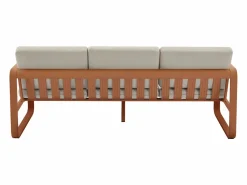 Hot MYLIA Conjunto de jardín de aluminio: 1 sofá de 3 plazas, 2 sillones y 1 mesa baja - Color con cojines beige - LOMIA de Cobrizo