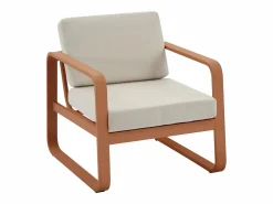 Hot MYLIA Conjunto de jardín de aluminio: 1 sofá de 3 plazas, 2 sillones y 1 mesa baja - Color con cojines beige - LOMIA de Cobrizo