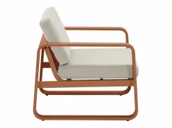 Hot MYLIA Conjunto de jardín de aluminio: 1 sofá de 3 plazas, 2 sillones y 1 mesa baja - Color con cojines beige - LOMIA de Cobrizo