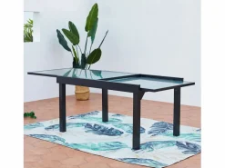 Discount Concept-Usine Conjunto de jardín de aluminio: mesa extensible + 10 sillas textileno BRESCIA Gris