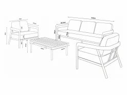 Sale Conjunto de jardín de aluminio: un sofá de 3 plazas, 2 sillones y una mesa de centro - - ZAYORA de Salones De Jardín