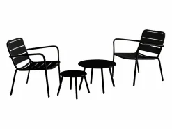 Best Conjunto de jardín de metal - 2 sillones bajos y mesas apilables - - MIRMANDE Salones De Jardín
