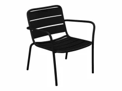 Best Conjunto de jardín de metal - 2 sillones bajos y mesas apilables - - MIRMANDE Salones De Jardín