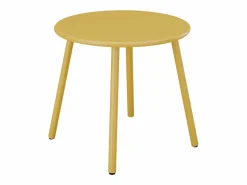 MYLIA Conjunto de jardín de metal - 2 sillones bajos y una mesa auxiliar - Amarillo - MIRMANDE