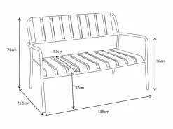 Discount Conjunto de jardín de metal: un banco, 2 sillones bajos y una mesa de centro - - BIRMOS de Salones De Jardín