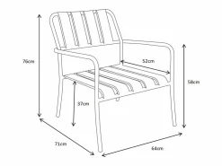 Discount Conjunto de jardín de metal: un banco, 2 sillones bajos y una mesa de centro - - BIRMOS de Salones De Jardín