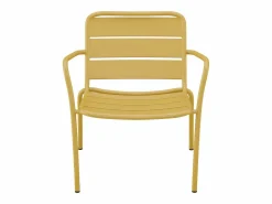 Sale Conjunto de jardín de metal - 2 sillones bajos apilables mesas nido - Amarillo de Salones De Jardín