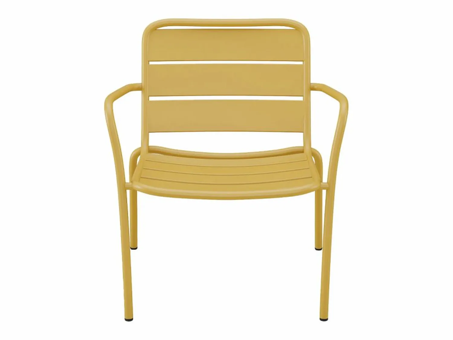 Sale Conjunto de jardín de metal - 2 sillones bajos apilables mesas nido - Amarillo de Salones De Jardín