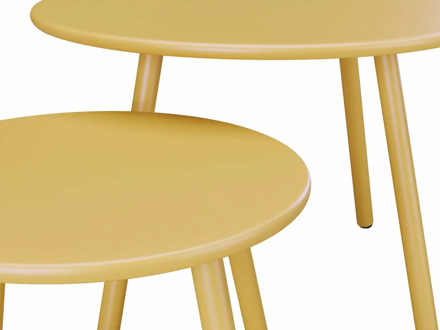 Sale Conjunto de jardín de metal - 2 sillones bajos apilables mesas nido - Amarillo de Salones De Jardín