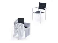 Happy Garden Conjunto de jardín extensible LAMPEDUSA 10 plazas en textileno gris aluminio blanco