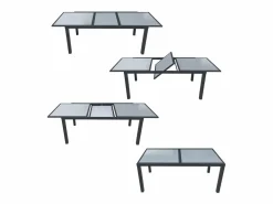 Best Happy Garden Conjunto de jardín extensible FIRENZE 8 plazas en textileno aluminio antracita Gris