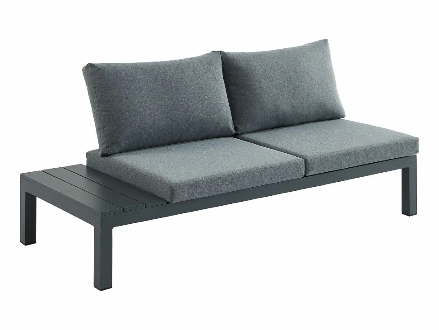 New MYLIA Conjunto de jardín modular de aluminio: sofá esquinero + 1 mesa de centro - Antracita RISILI de Gris antracita