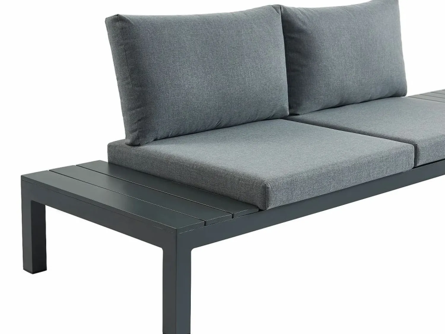 New MYLIA Conjunto de jardín modular de aluminio: sofá esquinero + 1 mesa de centro - Antracita RISILI de Gris antracita