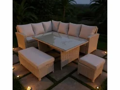 Sale Conjunto de jardín MUNICH 9 plazas Gris Perla 1 banqueta Salones De Jardín