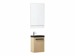 Discount Conjunto de lavabo de pared Nevada con grifo y espejo Color natural oscuro