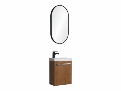 Clearance Conjunto de lavabo de pared Nevada con espejo ovalado Color natural oscuro