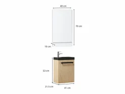 New Conjunto de lavabo de pared Nevada con espejo y estante Negro