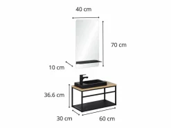 New Conjunto de lavabo grande WILO con espejo de 60 cm Mueble De Aseo