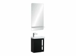 Outlet Conjunto de lavabo HAMPTON con grifo cromado y espejo Negro