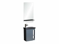 Conjunto de lavabo HAMPTON con grifo negro y estante de espejo