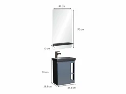 Conjunto de lavabo HAMPTON con grifo negro y estante de espejo