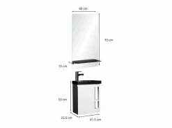 Conjunto de lavabo HAMPTON con grifo negro y estante de espejo