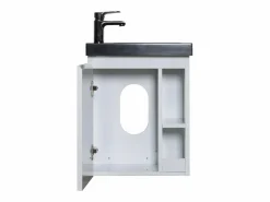 Conjunto de lavabo HAMPTON con grifo negro y estante de espejo