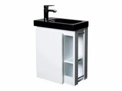 Conjunto de lavabo HAMPTON con grifo negro y estante de espejo