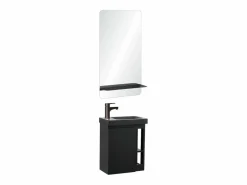 Conjunto de lavabo HAMPTON con grifo negro y estante de espejo