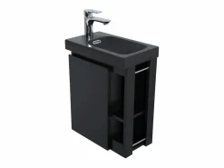 Conjunto de lavabo HAMPTON con grifo negro y estante de espejo