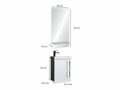 Conjunto de lavabo HAMPTON con grifo cromado y espejo