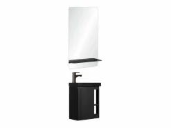 Conjunto de lavabo HAMPTON con grifo negro y estante de espejo
