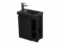 Conjunto de lavabo HAMPTON con grifo negro y estante de espejo