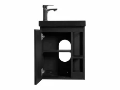 Conjunto de lavabo HAMPTON con grifo negro y estante de espejo