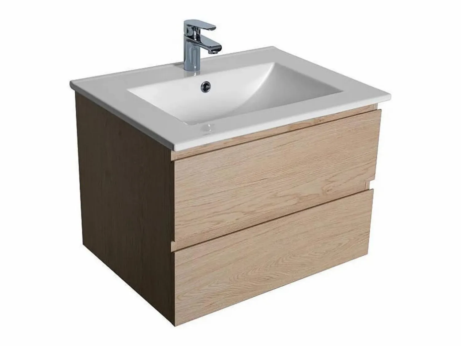 Best Conjunto de lavabo individual de 60cm con encimera de cerámica y grifo cromado SORRENTO Conjunto De Baño