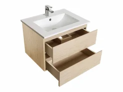 Best Conjunto de lavabo individual de 60cm con encimera de cerámica y grifo cromado SORRENTO Conjunto De Baño