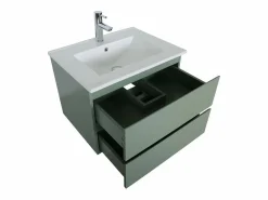 Conjunto de lavabo individual de 60cm con encimera de cerámica y grifo cromado SORRENTO