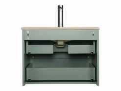 Conjunto de lavabo individual de 60cm con encimera de cerámica y grifería negra SORRENTO