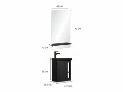 Outlet Conjunto de lavabo HAMPTON con almacenamiento lateral y estante de espejo Mueble De Aseo