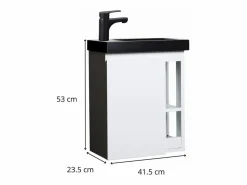 Conjunto de lavabo negro HAMPTON con almacenaje lateral y grifo