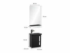 Best Conjunto de lavabo HAMPTON con almacenamiento lateral y estante de espejo Negro