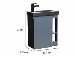 New Conjunto de lavabo negro HAMPTON con almacenaje lateral y grifo Gris