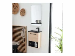 Conjunto de lavabo NIKA con nicho y estante de espejo Color natural claro