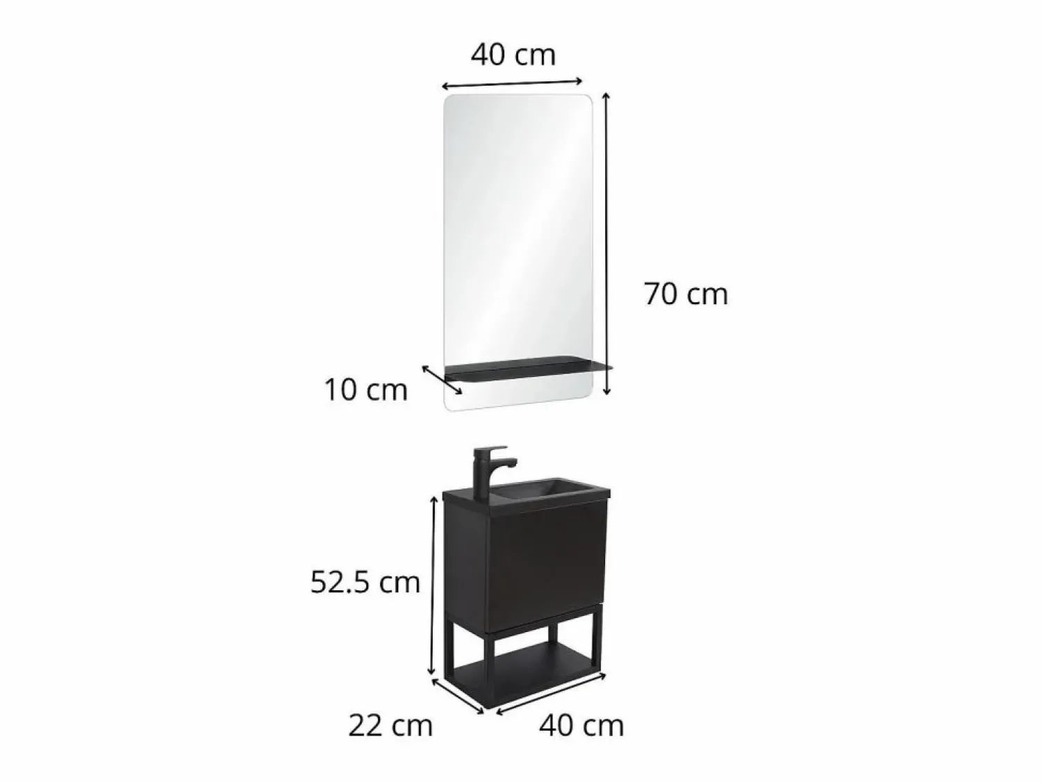 Clearance Conjunto de lavabo NOVA de metal y madera con espejo de estante Mueble De Aseo