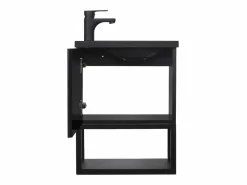 Outlet Conjunto de lavabo NOVA de metal y madera con grifería negra y estante de espejo Mueble De Aseo