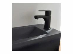 Outlet Conjunto de lavabo NOVA de metal y madera con grifería negra y estante de espejo Mueble De Aseo