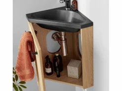 New Conjunto de lavabo y grifería de esquina SKINO Negro