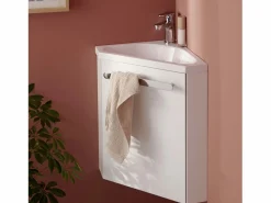 Best Conjunto de lavabo y grifería de esquina SKINO Blanco